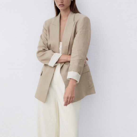 Zara LINEN BLEND BLAZER - Picture 2 of 4